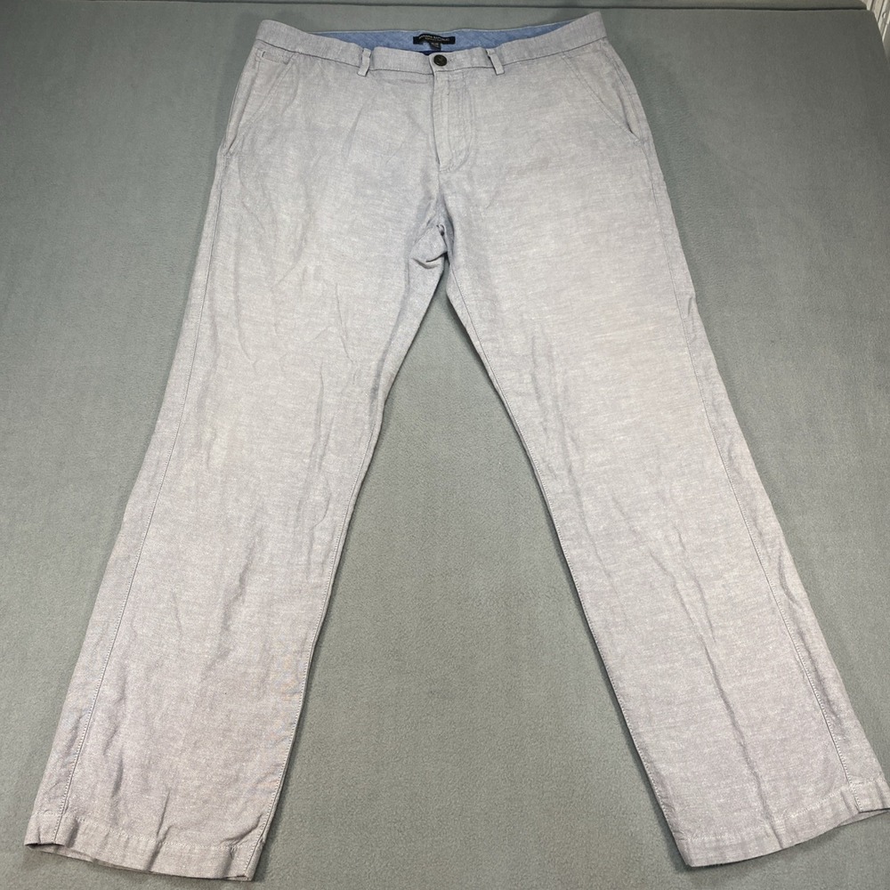 Banana Republic Kentfield Pant Mens 35x30 Straight Linen Cotton Blend Grey